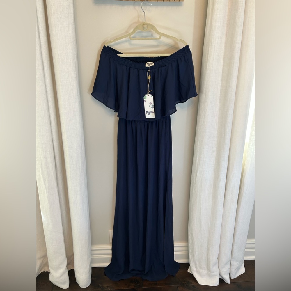 Show Me Your Mumu Hacienda Maxi Dress Navy | L